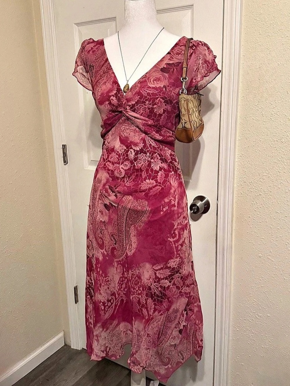 Vintage Y2K B. SMART Pink Paisley Maxi Dress